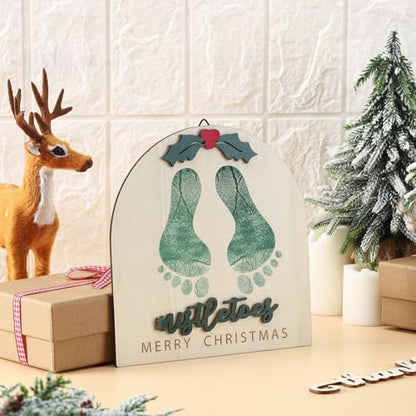Beeveer Christmas Baby Footprint DIY Crafts Mistletoe, Classic - style: Classic