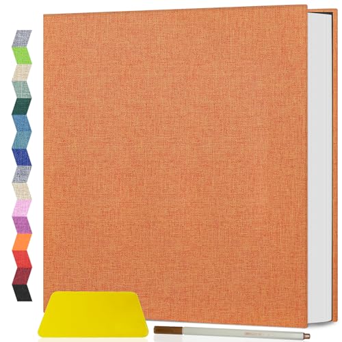 Popotop Photo Album Self Adhesive Scrapbook Album for 4x6 5x7 8x10 Pictures DIY Photo Book as Scrapbooking Supplies Kits, Birthday Gifts for Women Mom Wedding Baby Family Travel - color: Orange, size: 11.5"x10.4" 40pages