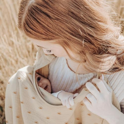 Konssy Muslin Nursing Cover Up for Breastfeeding with Rigid Hoop - color: Sun