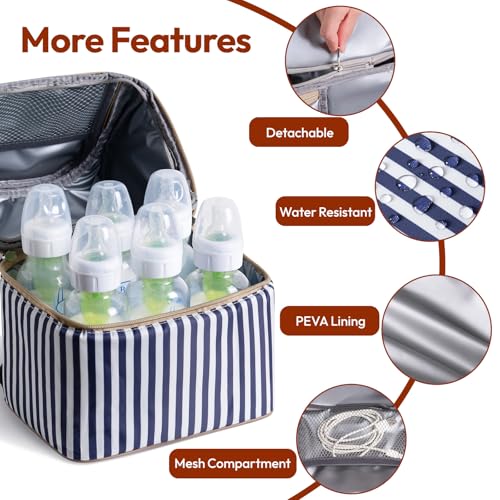 NCVI Breast Pump Backpack, Double Layer Removable, for Spectra/Medela - color: Stripe