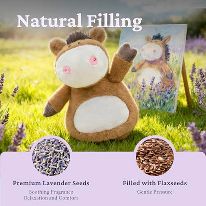 IKASA Microwavable Stuffed Animal Horse Plush, Heating Weighted 1.5 lbs - color: Brown Horse