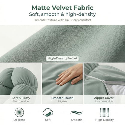 Pat. Pend. Long Body Pillow for Side Sleepers, 59 Inch, Green - color: Green, size: 59" x 7.87"