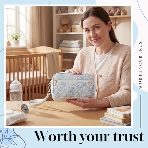 Abbylike Breastmilk Cooler Travel Bag with 2 Ice Packs, Blue Floral
