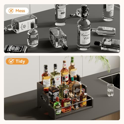 3-Tier Liquor Bottle Display Shelf, Coffee Bar Organizer, Wine Rack, Black - color: Black