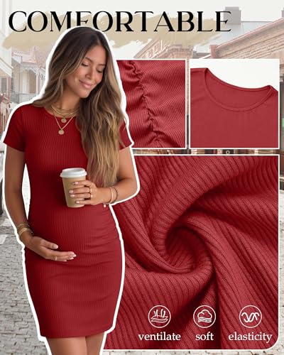 3 Pack Women's Cotton Maternity Dresses - color: Wine Red, Navy Blue, Black, size: XX-Large