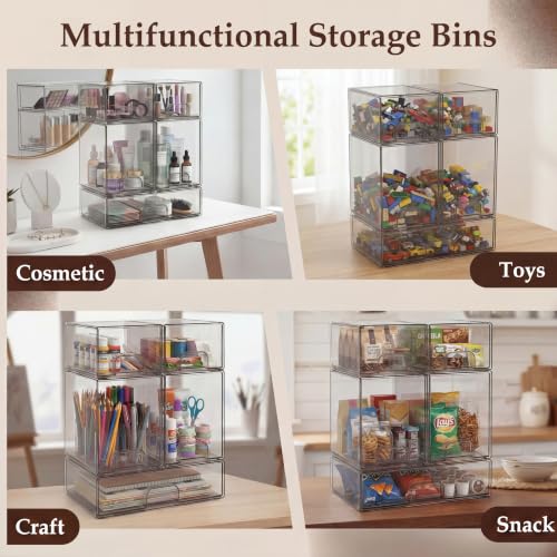 5 pack baby bottle storage organizer - clear acrylic stackable storage drawers with handles for baby bottles, kitchen countertop, pantry and vanity