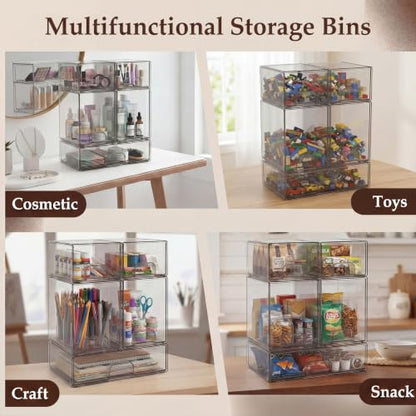 5 pack baby bottle storage organizer - clear acrylic stackable storage drawers with handles for baby bottles, kitchen countertop, pantry and vanity
