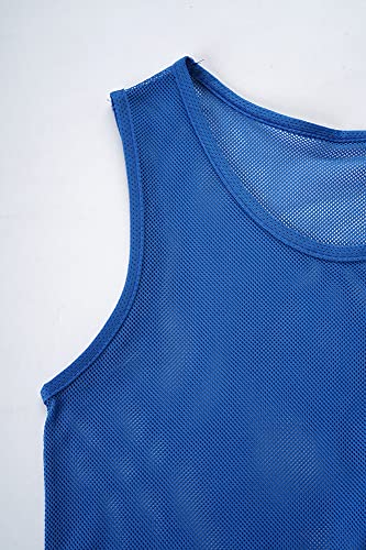 12 Pack Scrimmage Vest/Team Training Jerseys/Sports Pinnies/Practice Jerseys/Soccer Bibs with Carry Bag - color: Dark Blue, size: Medium