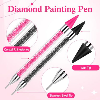 Tatuo 2 Pcs Dual-ended Rhinestone Picker Tool, Black,Hot Pink - color: Black,Hot Pink