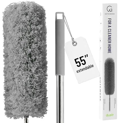 Gütewerk Extendable Microfiber Duster, 360° Bendable Head, 55 Inch Grey - color: Gray, size: up to 55 inch