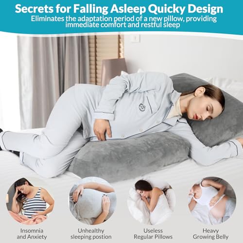 Pregnancy Belly Pillow for Sleeping, Full Body Pregnancy Massage Pillow - color: Grey