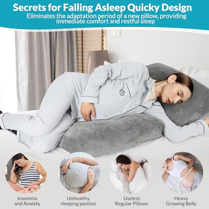 Pregnancy Belly Pillow for Sleeping, Full Body Pregnancy Massage Pillow - color: Grey