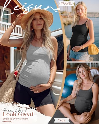 4 Pack Maternity Tank Tops - color: White, Light Gray, Dark Gray, Black, size: XX-Large