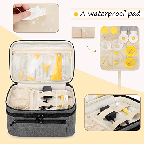 BAFASO Wearable Breast Pump Bag with a Waterproof Pump Parts Pad, Black - color: Gray