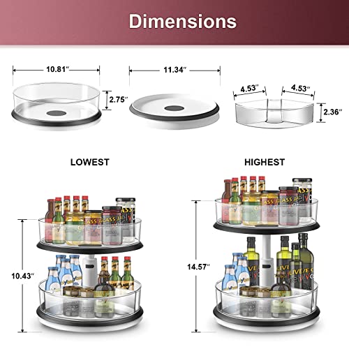 Ynelyase Lazy Susan Medicine Bottle Organizer for Cabinet 2 Tier Clear
