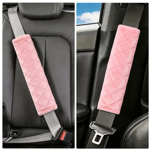 Amooca 2 Pack Seat Belt Covers Soft Shoulder Pad for Cars & Backpack - color: Dirty Pink