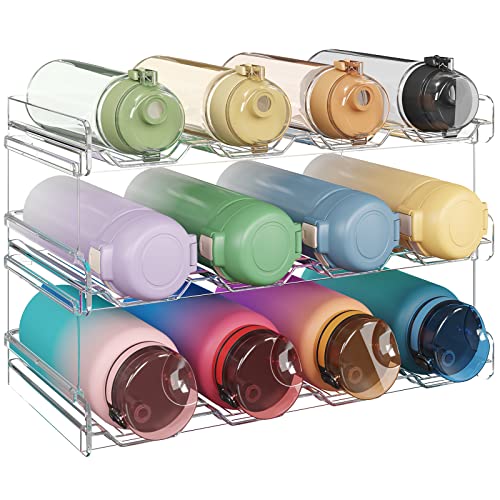 Lifewit Stackable Water Bottle Organizer for Cabinet, Clear Tumbler Holder - size: 3 Tier-12 Bottle