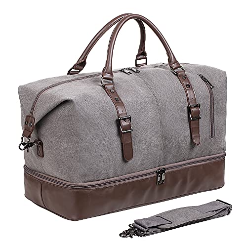 Weekender Overnight Bag Carry On Bag Travel Bag with Shoe Pouch - color: Grey