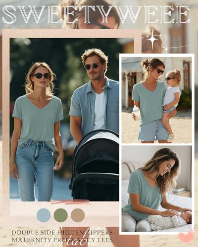 Women's Nursing Breastfeeding Shirts - color: Gray Green, size: XX-Large
