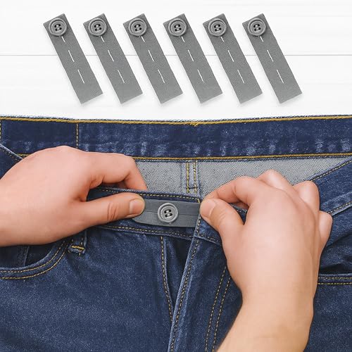 Mandala Crafts Gray Elastic Waist Button Extender for Pants Waistband - color: Gray, size: Stretchy 3.5 Inches