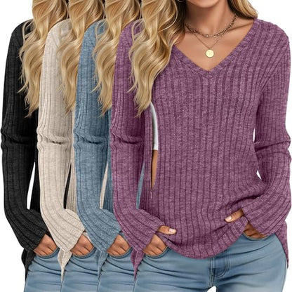 4 Pack Women's Maternity Nursing Tops - color: Black, Apricot, Blue, ‌fuchsia‌, size: X-Large