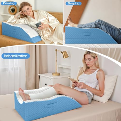 TranquilRelax Leg Elevation Pillows for After Surgery, Light Blue - color: Light Blue, size: Double Leg