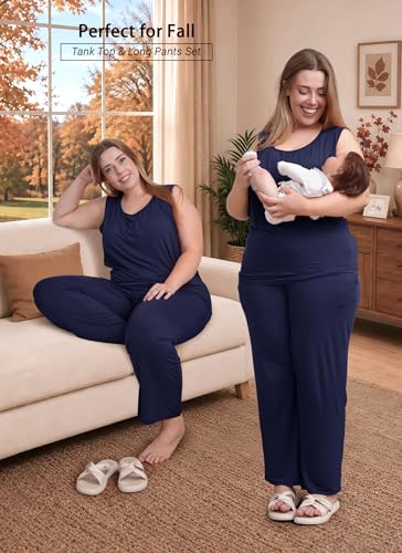 Rnxrbb 4 PCS Hospital&Home Nursing Pajamas Robe Set Maternity Postpartum Pj - color: Navy, size: Large