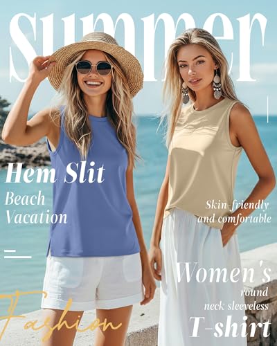 2 Pack Women's Sleeveless Tank Tops - color: Apricot, Sky Blue, size: Small