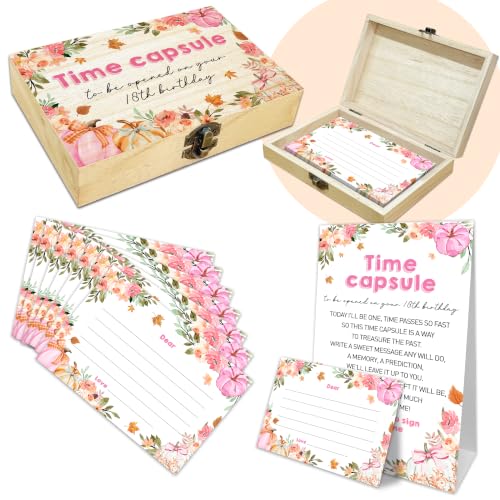 Baby Time Capsule Box Kit, Pink Fall Pumpkin Time Capsule Cards (B09) - style: Pink Fall Pumpkin Floral