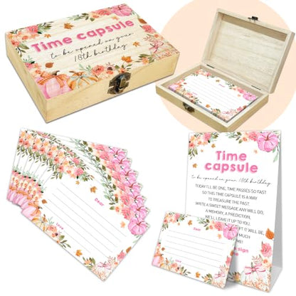 Baby Time Capsule Box Kit, Pink Fall Pumpkin Time Capsule Cards (B09) - style: Pink Fall Pumpkin Floral