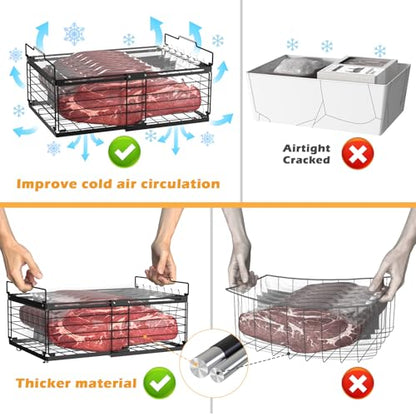 NADAMOO Expandable Chest Freezer Organizer, Stackable Wire Baskets - size: 2 Packs