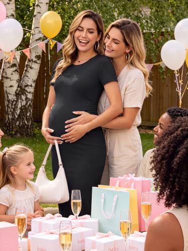 Maternity Dress Baby Shower Wedding Guest Bodycon - color: Black, size: Medium