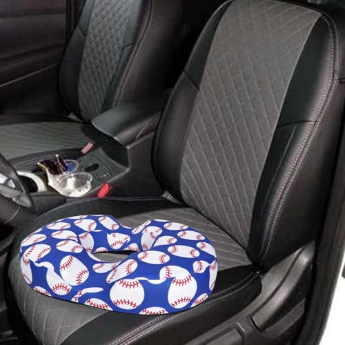 Donut Pillow for Hemorrhoids Seat Cushion for Tailbone Pain Relief - color: Blue Baseball