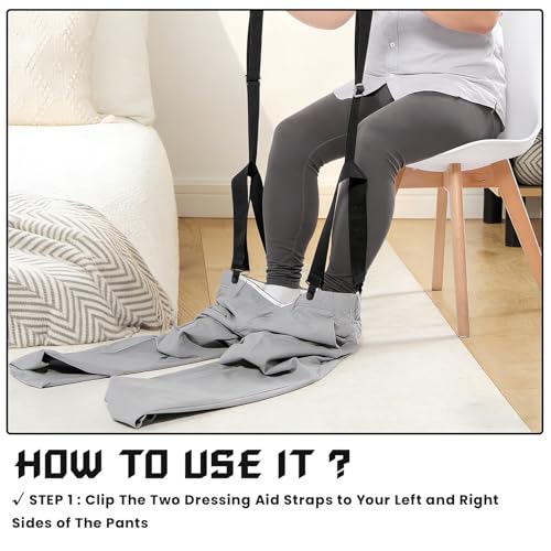 2 Pcs Adjustable Clip & Pull Dressing Aid Pants Wearing Assist Tool Device, Mobility Assist Tool for Pants, Pants Helper for Elderly, Disabled & Pregnant Women