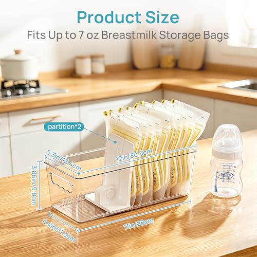Vtopmart 8 Pack Breast Milk Storage Bags Container with Adjustable Dividers - size: 8 Pack