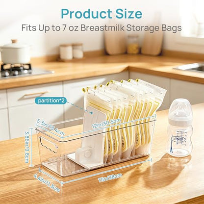 Vtopmart 8 Pack Breast Milk Storage Bags Container with Adjustable Dividers - size: 8 Pack