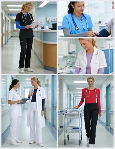 Women's Underscrub Long Sleeve Undershirt Stretch Sun Protection for Nurses - color: White, size: Large