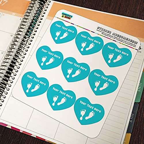 Personalized Custom 1 Line Baby Feet on Blue Shower Heart Shaped Planner - color: Opaque