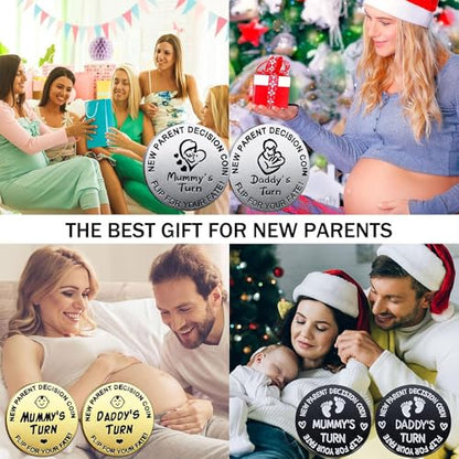 Funny Double Sided New Parents Decision Coin Pregnancy Gifts - color: Style E-Silver