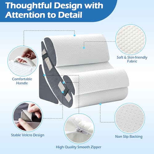 Ahpmeoa 6PCS Wedge Pillow Set for After Surgery, Sit Up Pillow, White - color: White