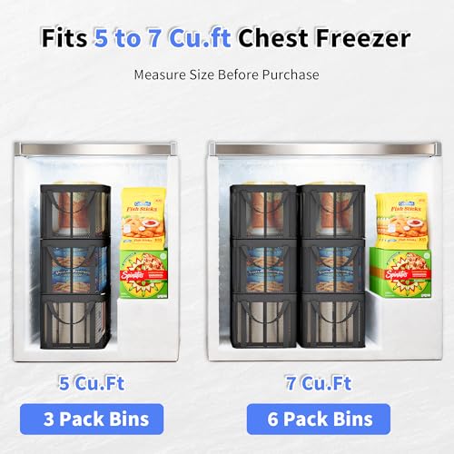 Freezer Organizer Bins, 4 Pack Large Mesh Deep Freezer Organizers, Black