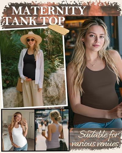 4 Pack Women's Maternity Tank Tops - color: Black, Light Gray, White, Coffee, size: XX-Large