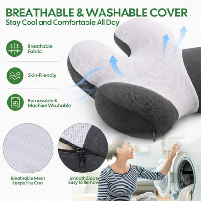 Full Back Support Pillow for Office Chair, 3-Zone Memory Foam