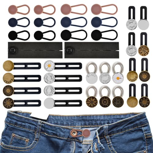 36pcs Button Extenders for Jeans, No-Sew Waist Extender for Men and Women