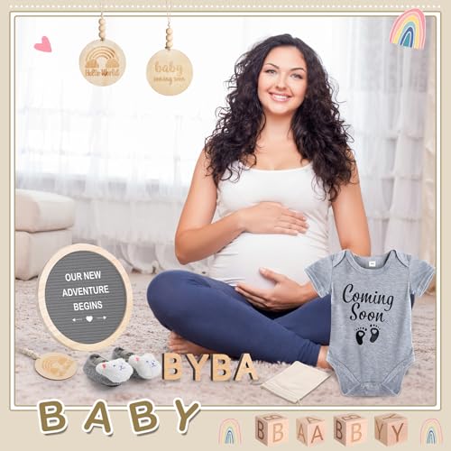 Canlierr 8 Pcs Pregnancy Announcement Felt Letter Board Kit Bodysuit, Gray - color: Grey