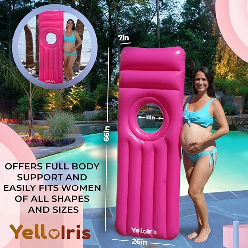 Inflatable Pregnancy Pool Float with Belly Hole – Full-Body Maternity Airbed for Ultimate Comfort – Pink Pregnancy Float for Relaxing Summer – Perfect Support for Baby Bump While Lounging or Swimming