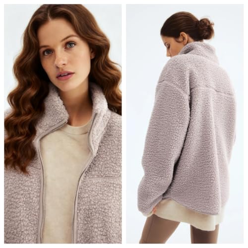 Maternity Coat Winter Mom Cozy Thicken Coats Fleece Sherpa Jacket - color: Brown, size: Medium