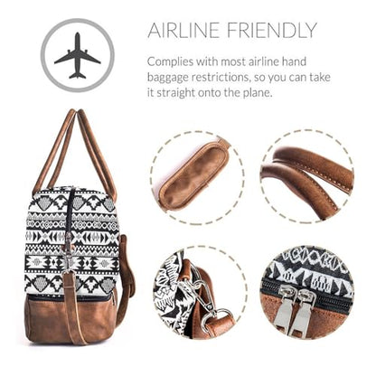 MyMealivos Canvas Weekender Bag Travel Duffel Shoe Compartment Overnight - color: black