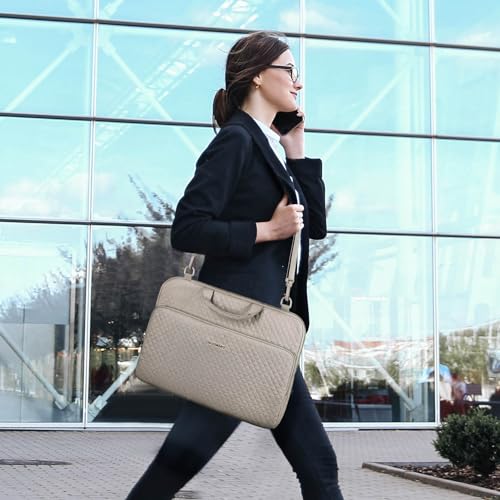 BAGSMART Laptop Sleeve Case with Handle Protective Water-Resistant - color: Gray-Shoulder Strap, size: 15.6 Inch