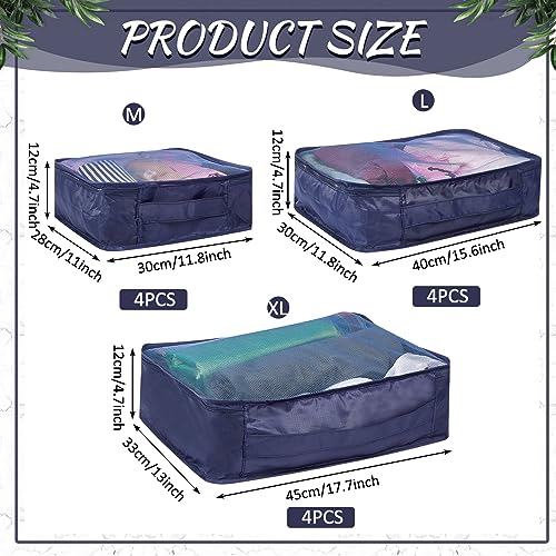 Silkfly 12 Pcs Packing Cubes for Travel,XL, L, M,Classic,Navy Blue - color: Navy Blue, size: XL, L, M, style: Classic